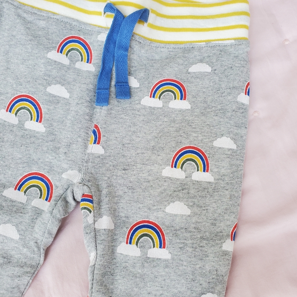 ๐๐โ๏ธNWT Baby Boden reversible knit bottoms pants rainbow cloud 6-12 months - Picture 5 of 5